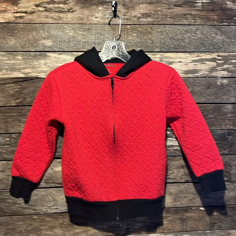 💰BOGO FREE Disney Red & Black Quilted Full zip Hooded Jacket